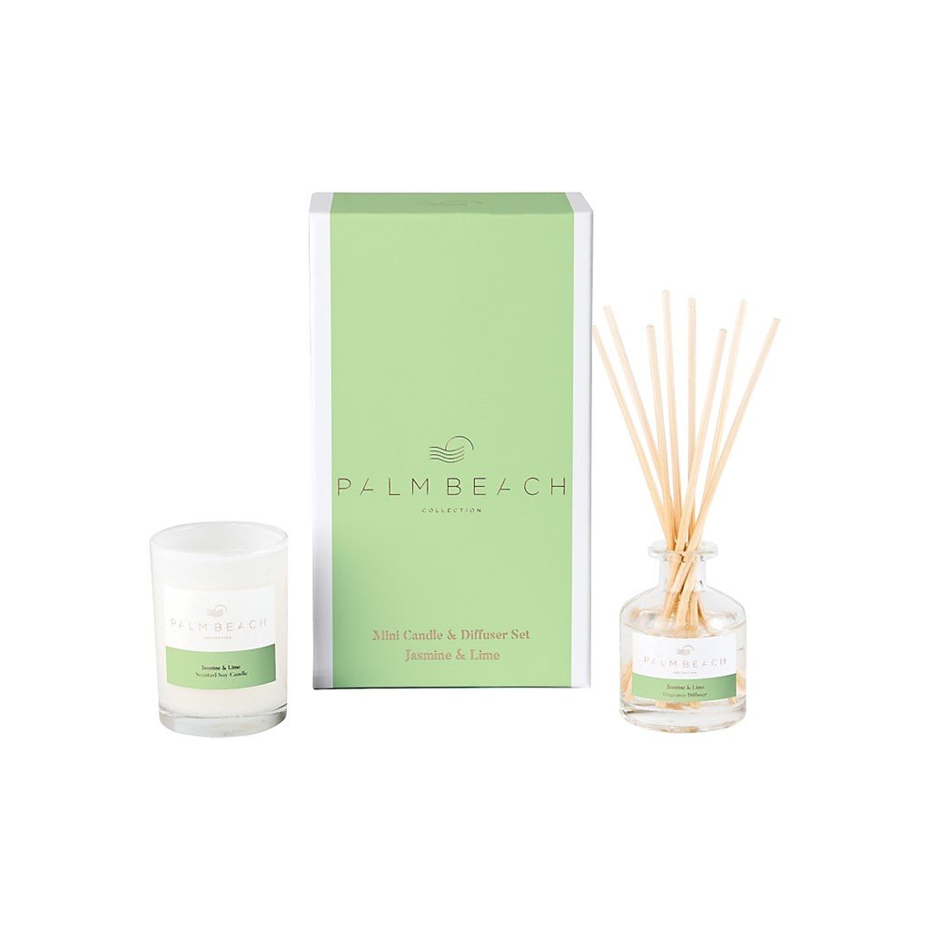 Palm Beach Collection Mini Candle & Diffuser Set - Jasmine & Lime