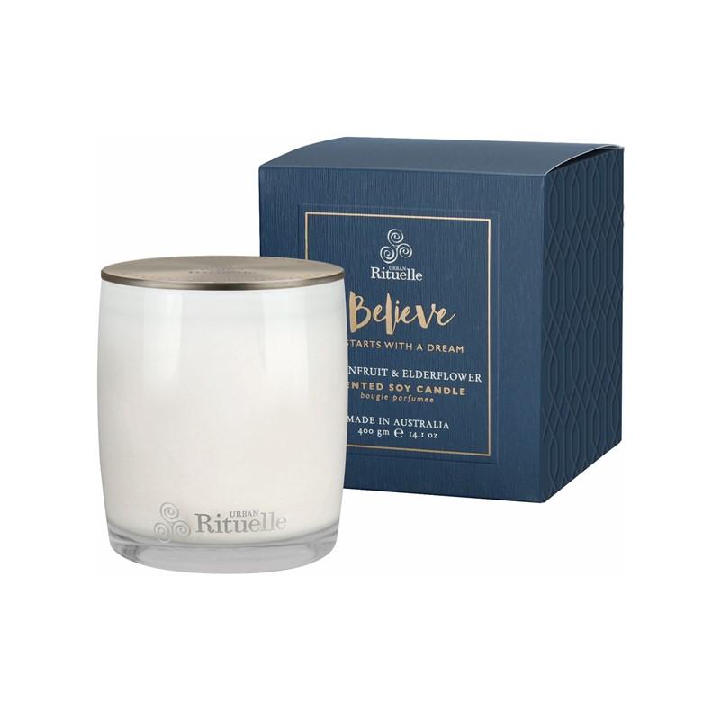 Urban Rituelle - Scented Offerings - Believe - Scented Soy Candle 400g - Passionfruit & Elderflower